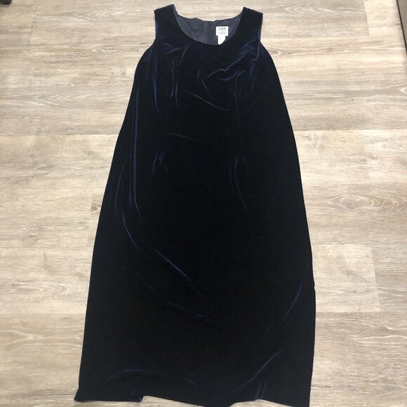 Vtg R&M‎ Richard’s By Karen Kwong Velvet SZ 18W Navy Maxi Dress USA Whimsigoth - Picture 1 of 6